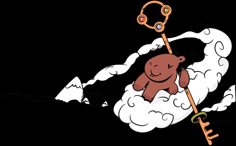 Capy on a cloud holding a key